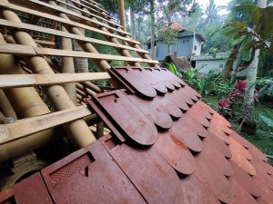 Tile Clay Roof on Bamboo House