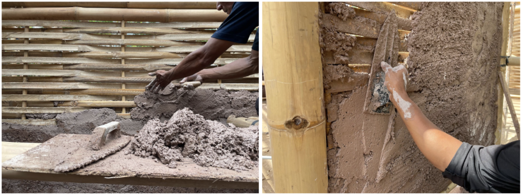 Applying the base layer and leveling layers of the lime mixture by using a trowel and floater 2