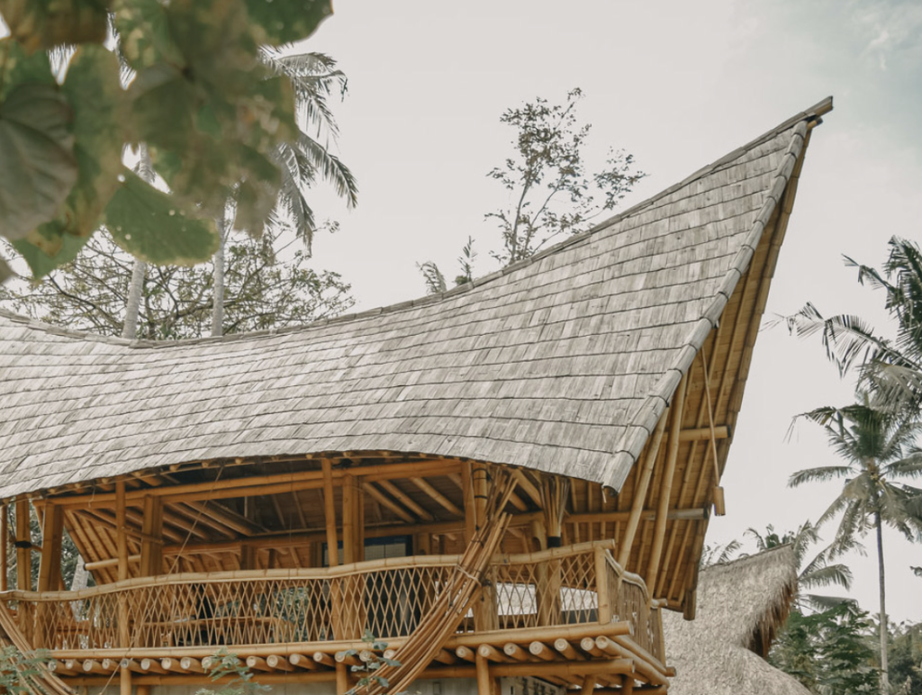 Flattened Bamboo Roofing in Bamboo Architecture Bamboo U
